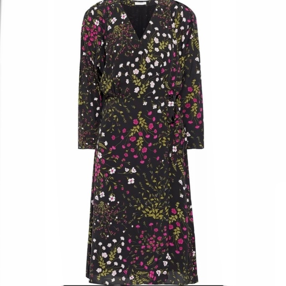 🎉HP🎉New! Joie Acantha 3/4 Sleeve Black Floral Wrap Dress Size Large🌿 - Picture 3 of 12
